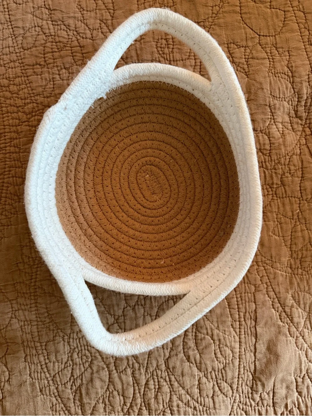 Rope Basket in White and Brown Small